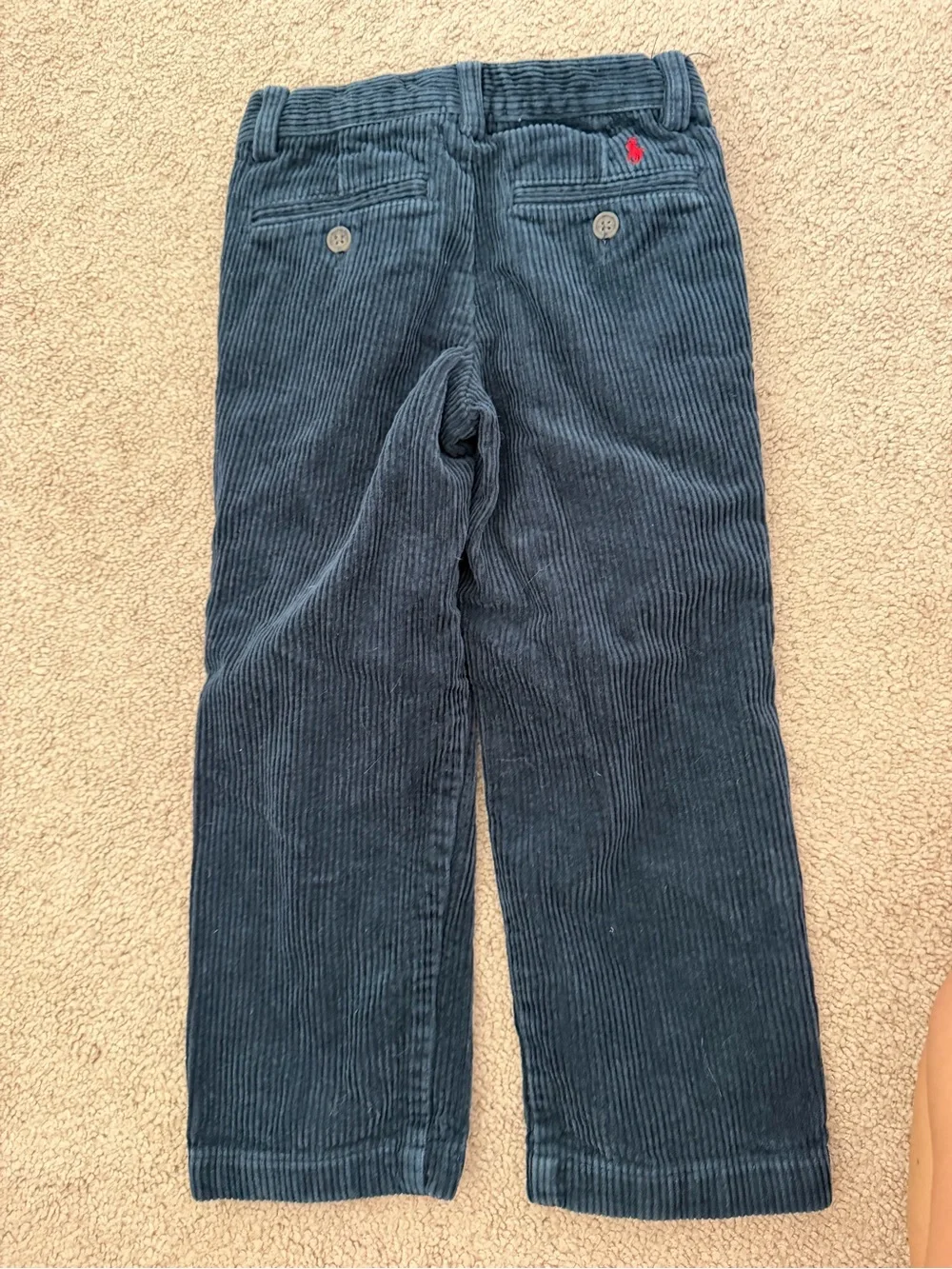 Ralph Lauren Navy Corduroy Kids Pants with Red Pony Logo
